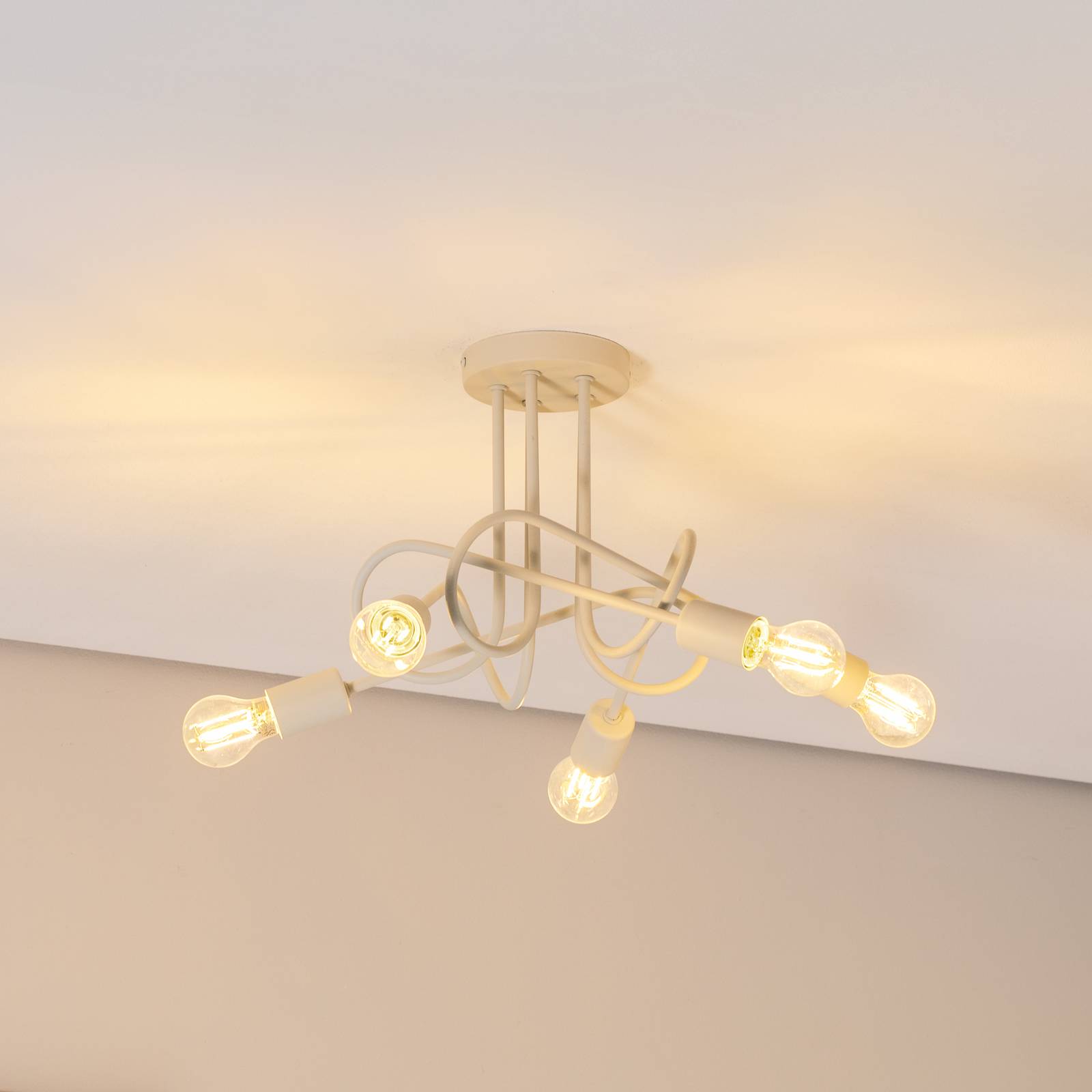 Stropné svietidlo Oxford, piesková farba, Ø 47 cm, kov, 5-pl Stropné svietidlo Oxford, piesková farba, Ø 47 cm, kov, 5-pl