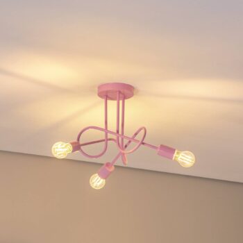 Stropné svietidlo Oxford, svetlo ružové, Ø 44 cm, kov, 3-pl