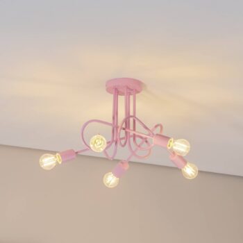 Stropné svietidlo Oxford, svetlo ružové, Ø 47 cm, kov, 5-pl