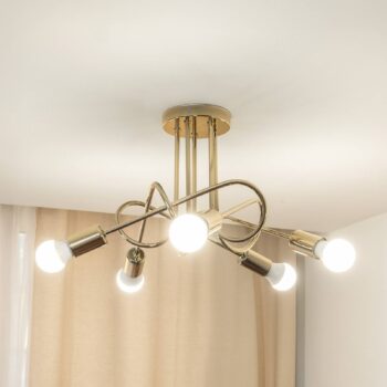 Stropné svietidlo Oxford, zlatá farba, 5-pl., Ø 47 cm, kov