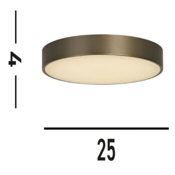 Stropné svietidlo Palma LED, bronzová farba, Ø 25 cm, oceľ/akryl