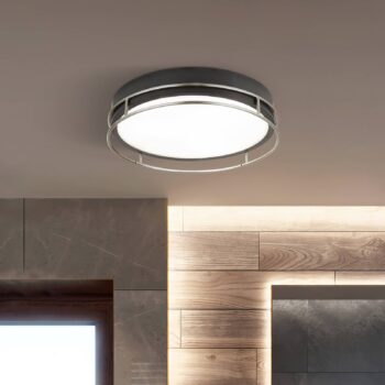 Stropné svietidlo Phoenix, Ø 30 cm, čierna / chróm, IP44