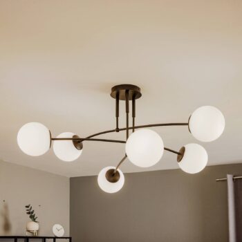 Stropné svietidlo Pregos 6 v čiernej farbe, 6-plameňové