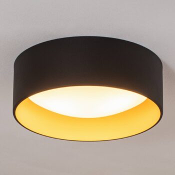 Stropné svietidlo Riu, čierne/zlaté, oceľ, Ø 35 cm