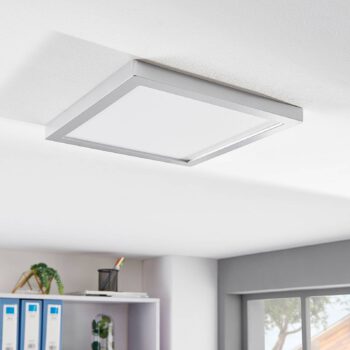 Stropné svietidlo Solvie LED, strieborné, hranaté, 30 x 30 cm