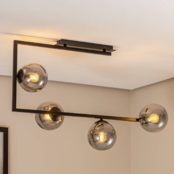 Stropné svietidlo Soma, grafit/čierna, sklo, E14