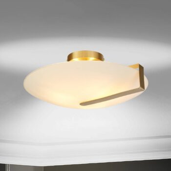 Stropné svietidlo Sundial, zlatá/opálová biela, oceľ, sklo, E27