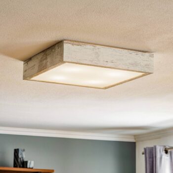 Stropné svietidlo Tromsö, 40x40 cm, biela antik