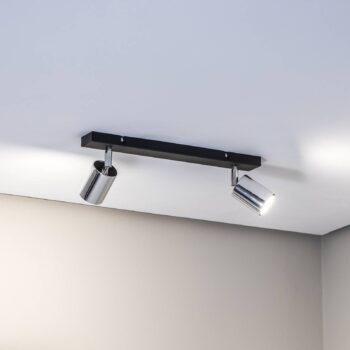 Stropné svietidlo Tune II, čierna/chróm, kov, 2 svetlá, E27