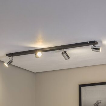 Stropné svietidlo Tune II, čierna/chróm, kov, 4 svetlá, podlhovasté