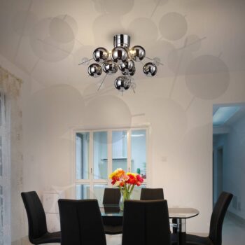 Stropné svietidlo Wakusei, chróm