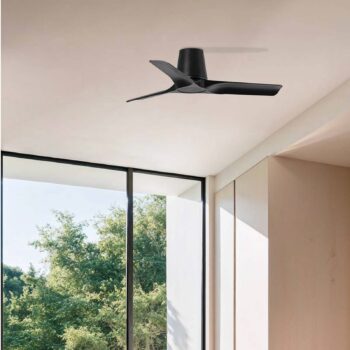 Stropný ventilátor Hey S, čierny, DC motor, tichý, Ø 90 cm