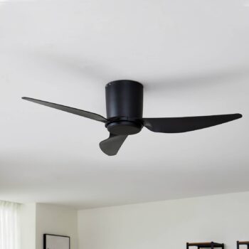 Stropný ventilátor Lindby Aulo, čierny, DC, tichý, Ø 123 cm