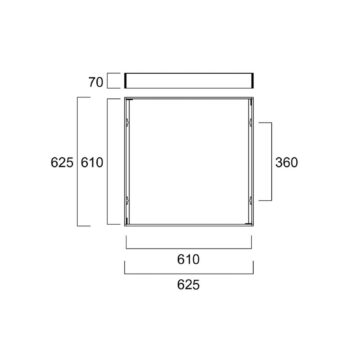 Súprava rámov na povrchovú montáž pre LED panely Sylvania, 62,5 x 62,5 cm