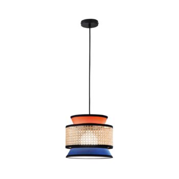 Svietidlo Gazebo, oranžová/modrá/prírodná, Ø 26 cm, látka/rattan