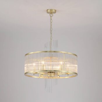 Svietidlo Lara, Ø 55 cm, zlatá/číra, sklo/kov