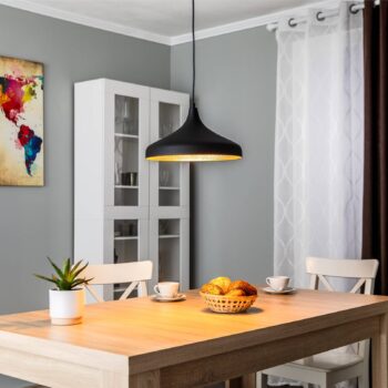 Tetovanie 2641 závesné svetlo, Ø36cm, čierna/zlatá