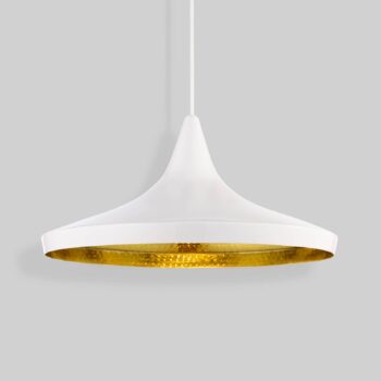 Tom Dixon LED závesné svietidlo Beat Wide, biela, Ø 36 cm, mosadz