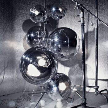 Tom Dixon Mirror Ball Floor Chandelier, strieborná, 182 cm