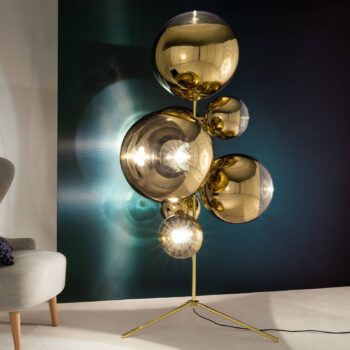 Tom Dixon Mirror Ball Floor Chandelier, zlatá, 182 cm