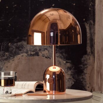Tom Dixon Stolová LED lampa Bell, medená farba, 43 cm, stmievateľná