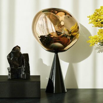 Tom Dixon Stolová LED lampa Melt Cone Fat, zlatá/čierna, 47 cm