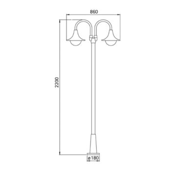 Tyčové svietidlo 171, 2 svetlá, čierne