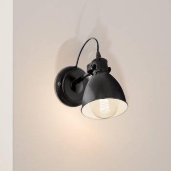 Vintage nástenné svietidlo Priddy, čierne