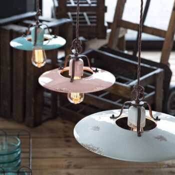 Vintage závesná lampa Giorgia v tyrkysovej farbe