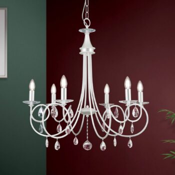 Visiaci luster Violetta striebro, 6-plameňový