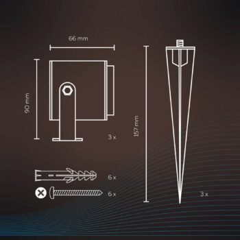 Vonkajší reflektor Calex Smart, zemný hrot, sada 3 ks