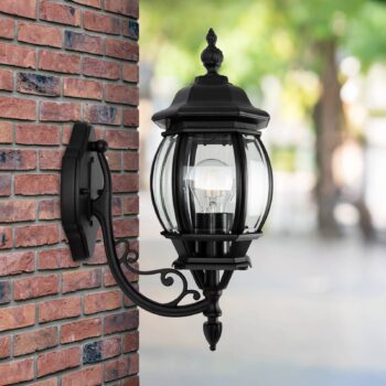 Vonkajšia nástenná lampa Andrew z krištáľového skla stojaca v čiernej farbe