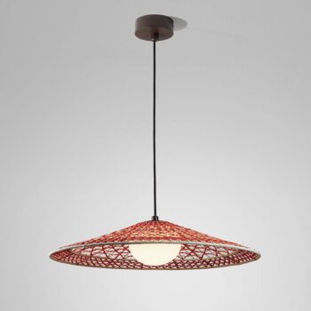 Vonkajšia závesná lampa Bover LED Nans Balis S/55, hnedá/červená