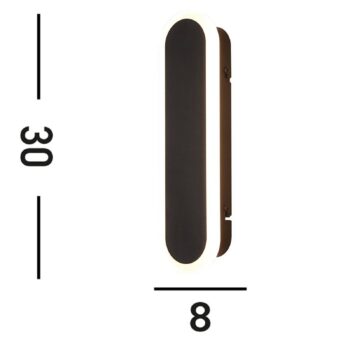 Vonkajšie nástenné svietidlo Bordo LED, výška 30 cm, čierna farba, hliník