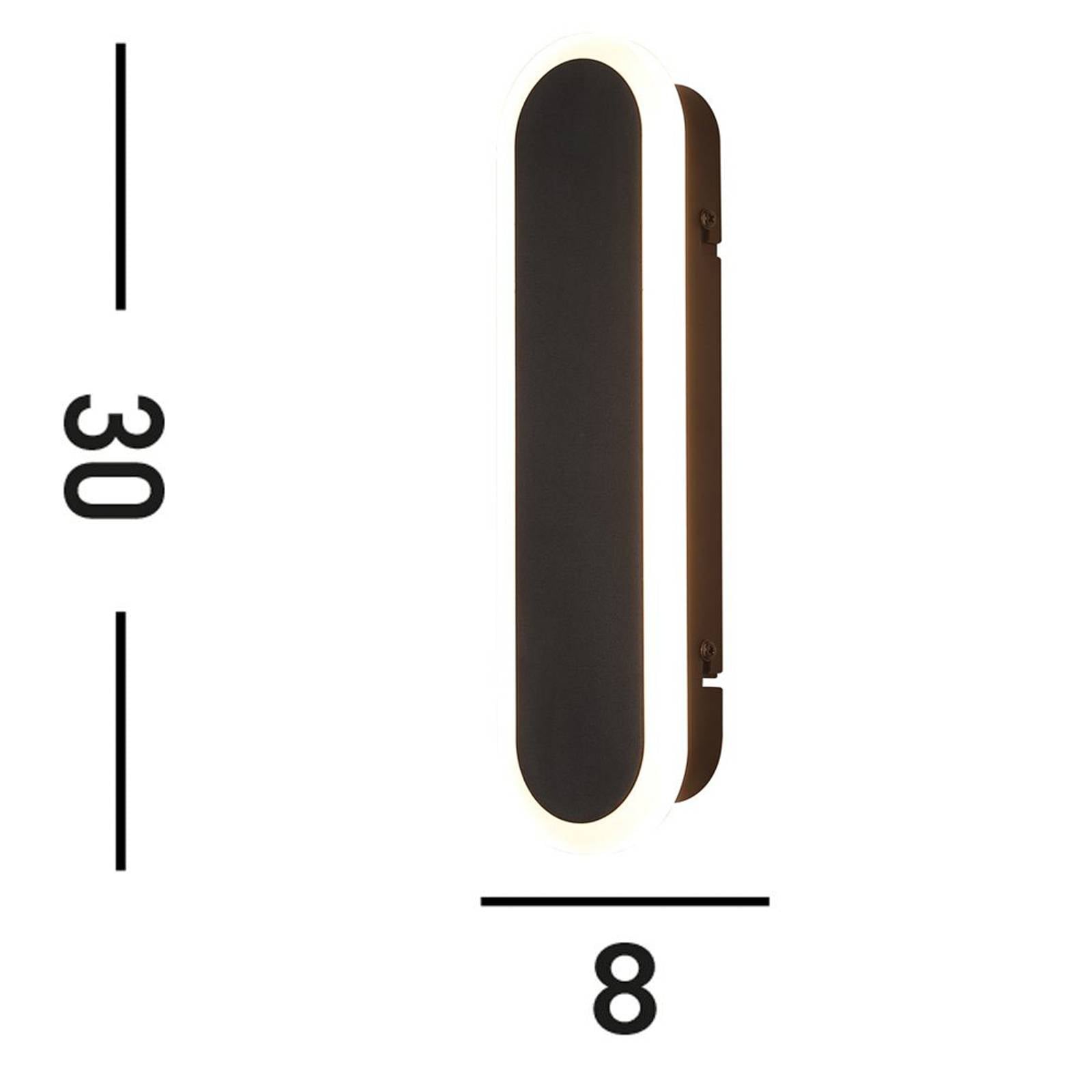 Vonkajšie nástenné svietidlo Bordo LED, výška 30 cm, čierna farba, hliník Vonkajšie nástenné svietidlo Bordo LED, výška 30 cm, čierna farba, hliník