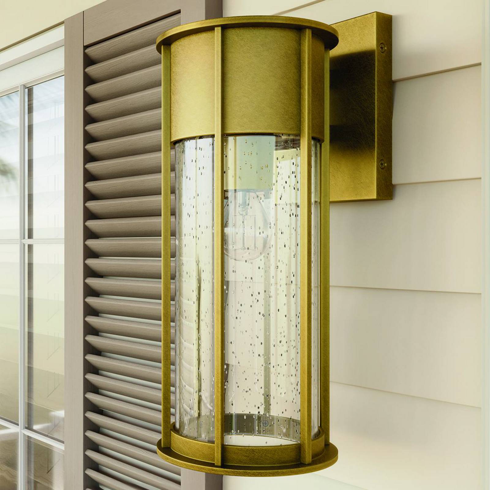 Vonkajšie nástenné svietidlo Camillo, mosadz, hliník, sklo, E27 Vonkajšie nástenné svietidlo Camillo, mosadz, hliník, sklo, E27