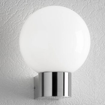 Vonkajšie nástenné svietidlo Kekoa, sklo, nerezová oceľ, Ø 23 cm