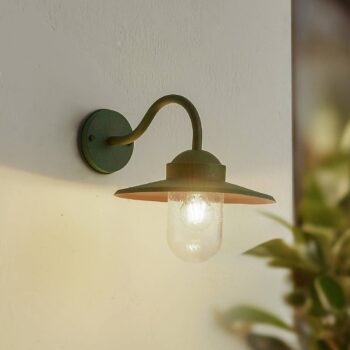 Vonkajšie nástenné svietidlo Lindby Bilma, zelené, sklo, výška 29 cm