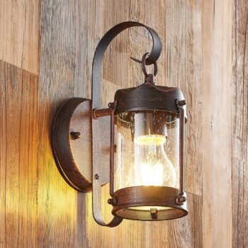 Vonkajšie nástenné svietidlo Lindby Farly, hrdzavohnedá farba, hliník, 17 cm