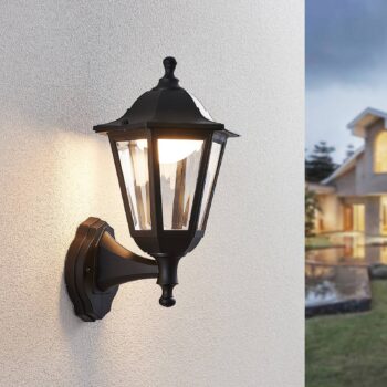 Vonkajšie nástenné svietidlo Lindby LED Iavo, čierne, svietidlo, 38 cm