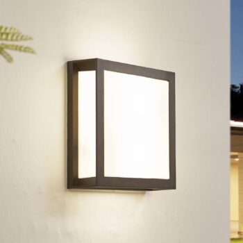 Vonkajšie nástenné svietidlo Lindby Sivana, čierne, hliník, 26 cm x 26 cm