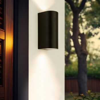 Vonkajšie nástenné svietidlo Prios Tetje, čierne, okrúhle, 16 cm