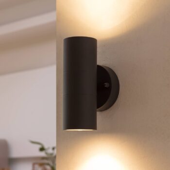 Vonkajšie nástenné svietidlo Prios Tulimar, 2 svetlá, antracit, kov