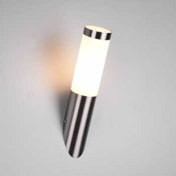 Vonkajšie nástenné svietidlo Trioto, niklová farba, výška 39 cm, nerezová oceľ