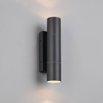 Vonkajšie nástenné svietidlo Yamuna, antracitová, výška 23 cm, kov, IP65