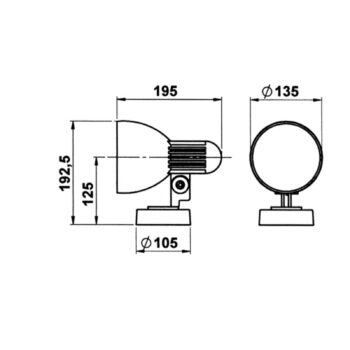 Vonkajšie svetlo 635, čierne otočné výkyvné