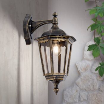 Vonkajšie svietidlo Puchberg visiace čierno-zlaté