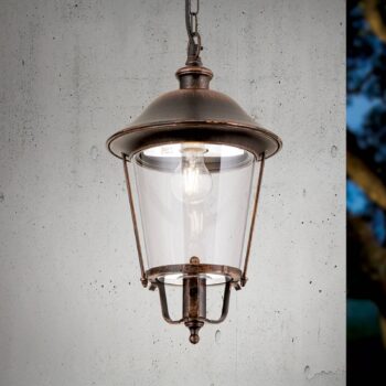 Vonkajšie závesné svietidlo Mariella, čierna meď, kov