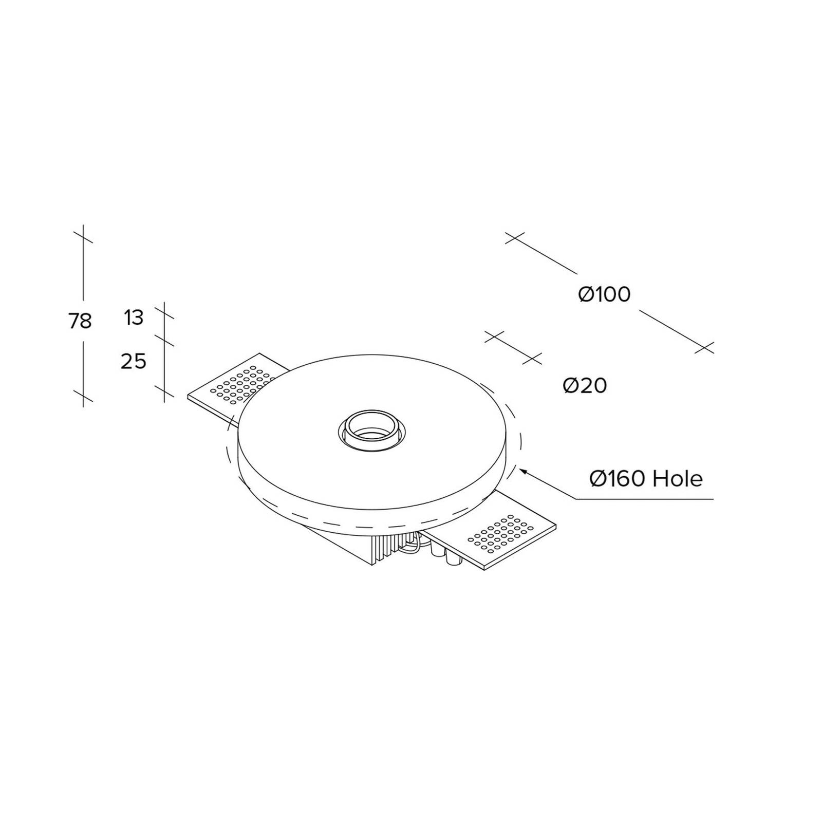 Zapustené LED reflektory Rhodia, čierne, omietka, Ø 10 cm Zapustené LED reflektory Rhodia, čierne, omietka, Ø 10 cm