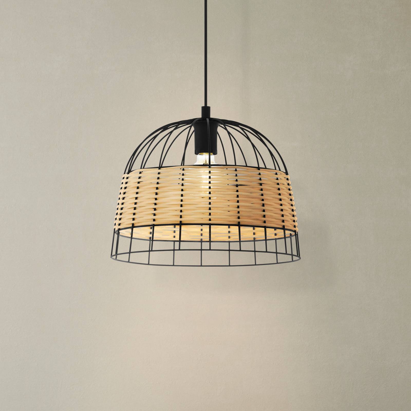 Závesná lampa Anwick z ocele/ratanu, Ø 37 cm Závesná lampa Anwick z ocele/ratanu, Ø 37 cm